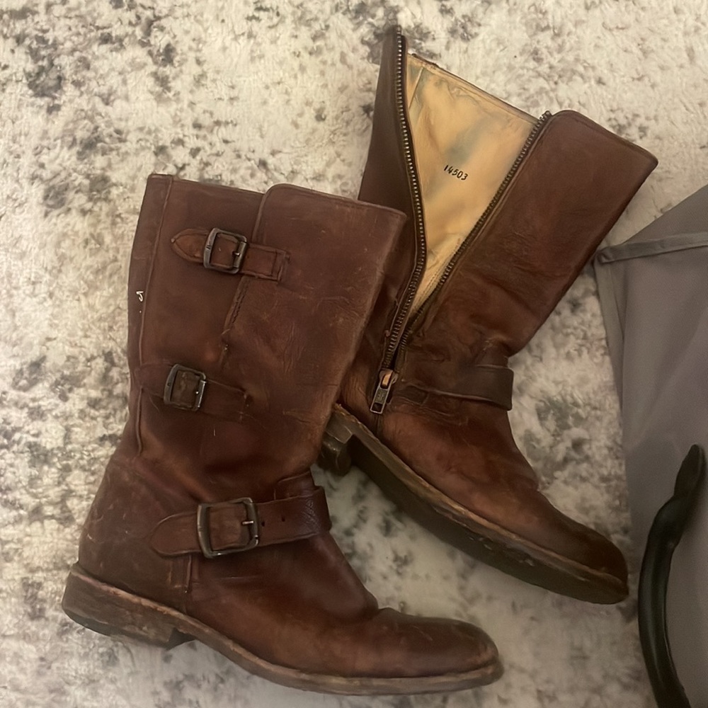 Frye Mid-Calf Buckle Boots